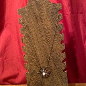 Unique hourglass spinner necklace brass color toggle clasp